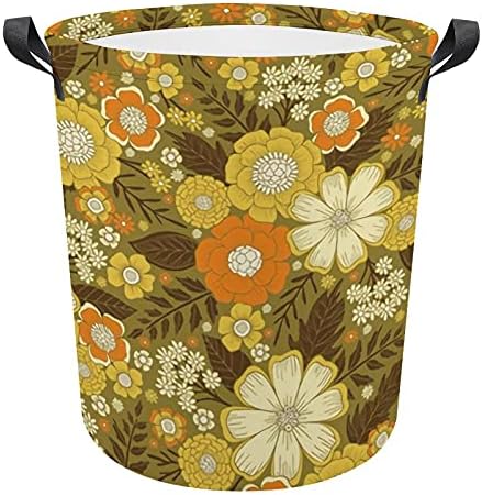 1970 Retro Retro Vintage Floral Pattern Laundry Storage Besta de lavander