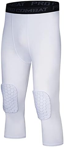 Calças de basquete do menino INZOY com joelheiras de calça de prostituta compressão de calças de compressão 3/4 Capri Sports Calças