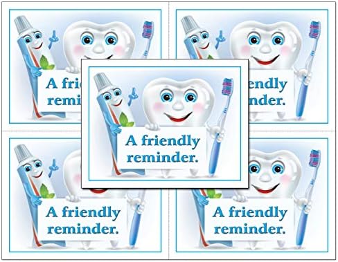 Lembrete a laser cartões postais, cartões postais de lembrete para consultas odontológicas. 4 cartões perfurados para rasgar 4,25 x 5,5 em uma folha de 8,5 x 11 de 8 Pt Card Stock.
