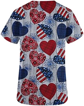Camisa da blusa para mulheres verão outono 2023 Roupas modernas de manga curta V trabalho gráfico do pescoço Top com
