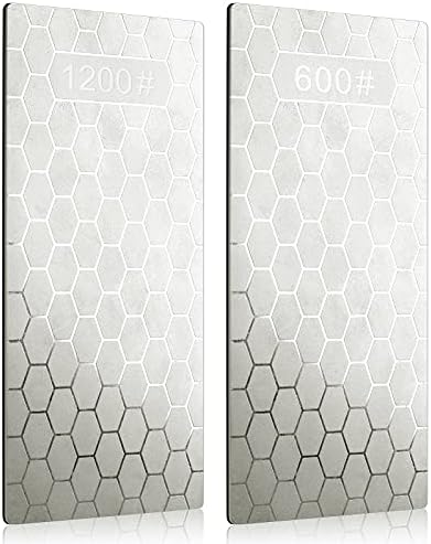 2pcs Pedra de afiamento de diamante, Kalolary Knife Sharener Stone Whetstone Honeycomb Surface Diamond Plate com base não deslizante para calças de bolso tesoura, ferramentas de cozinha ao ar livre