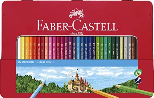 Faber-Castell Classic Colored Lápis Conjunto de estanho, 48 cores vibrantes em estojo de metal resistente