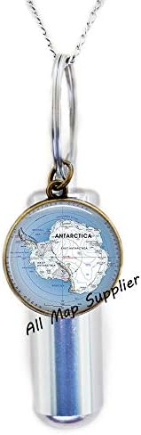 Colar de urna de cremação de moda allmapsupplier, jóias da mapa da Antártica, jóias do mapa da Antártica, mapa do