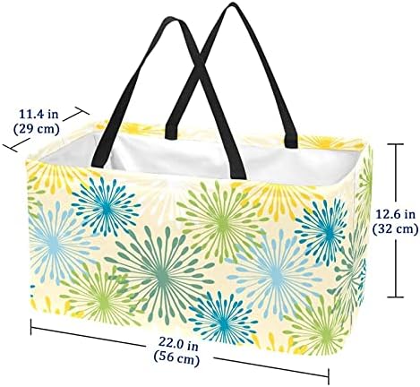 Sacos de supermercado reutilizáveis ​​lorvies padrão colorido padrão de dente -de -leão dobrável lavancelações grandes de armazenamento cesto compra bolsa