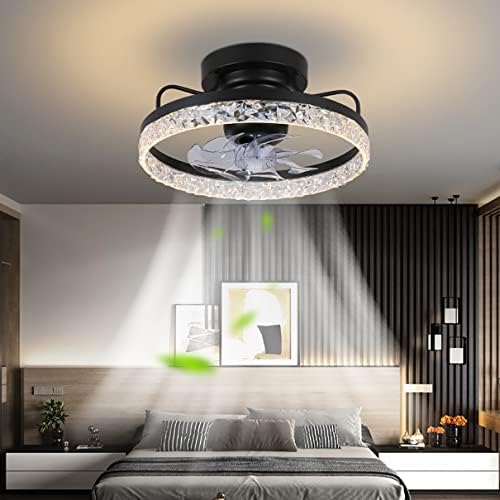 Ventiladores de teto Cutyz com lâmpadas, ventilador de teto de cristal com controle leve e remoto de 360 ​​° Rotação
