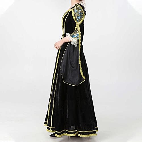 Traje de cosplay Narhbrg para o vestido medieval de veludo feminino com capuz vintage renda medieval gótica na frente