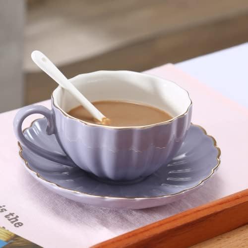 HEASA Porcelana Britânica Royal Series Tea Coffee Cup com chá de chá de chá de 8 onças de cappuccino xícara, leite, expresso