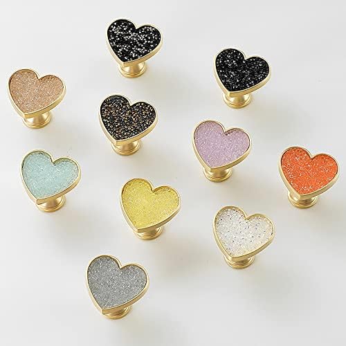 Youyouulu 4pcs brilhando-purple-cristal-diamonds-drawer-knobs, golden-brass-heart-pulls, amor-cabinet-cabinet-capboard-handles