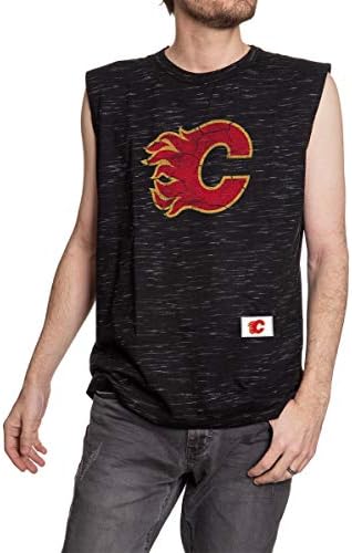 CALHOUN NHL Men's Team Logo Crew Neck Space Tingido Camiseta sem mangas de algodão