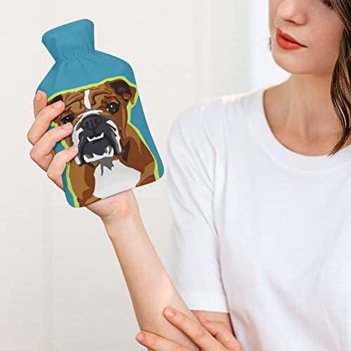 Inglês Bulldog Pop Art Bottle Hot Water com capa macia bolsa de água quente para pés de pescoço de pescoço ombro quente