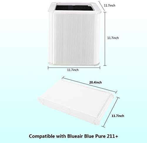 Filtro de substituição Lhari 211+, compatível com Purificador de ar 211+ Blueair Pure 211+, partícula dobrável e filtro de carbono ativado