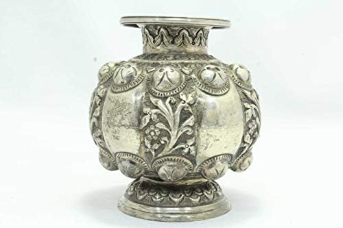 Rajasthan Gems artesanal 925 Sterling Silver Urn Pot Pot Graved Flower Design Decorativa Decorativa