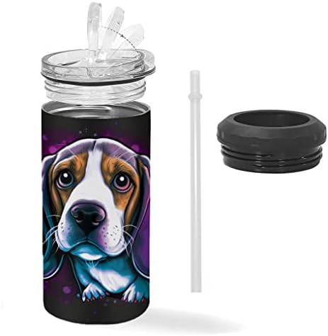 Cão face isolada slim lata mais refrigerada - beagle lata mais refrigerada - lata de lata slim isolada fofa mais fria