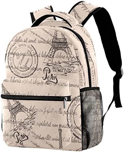 A Adamion School Backpack Eiffel Tower Strelds Print Backpack para Girls-Boys Elementary Meio School Bookbags Casual Daypacks 11.5x8x16