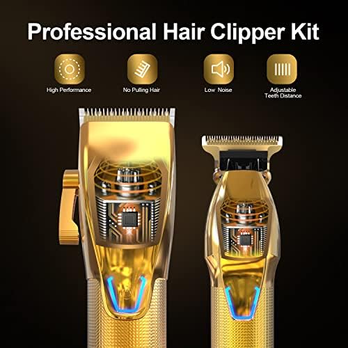 Clippers de cabelo sem fio dumite para homens, kit de aparador de aparadores de cabelo profissional, barbeiro de barbeiro e aparador