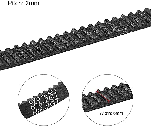 PNZXI 2PCS 696-2GT-6 Comprimento da correia dentada = 696 mm de largura de borracha de 6mm de borracha GT2 de 696 mm para a correia de cronometragem para impressora 3D