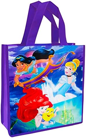Disney Princess Tote Bag Conjunto para crianças, adultos - 4 PC Princesa Princess Reutilable Grocery Bags com adesivos da Disney Cinderela