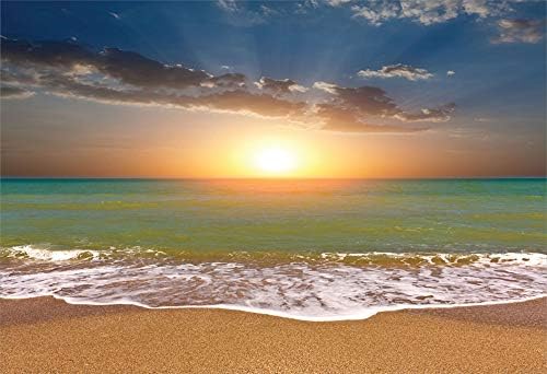 Garrafa de água de alumínio de Ambesonne Sunset, cenário idílico na praia com dramático céu poente sol e vista tranquilo no oceano, garrafa de água esportiva à prova de derramamentos com isolamento de alumínio, multicolor