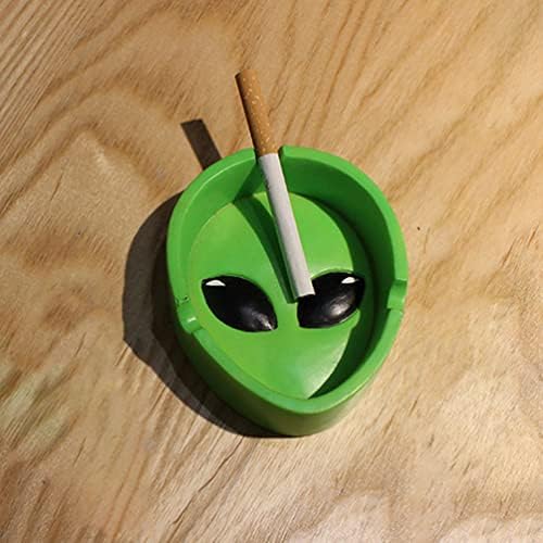 CLISPEED Funny Alien Alien Ashtray Resin Chefetting Ashtray com Smoker Holder Incense Burner Bowl Space Party Decors para carro de escritório em casa verde