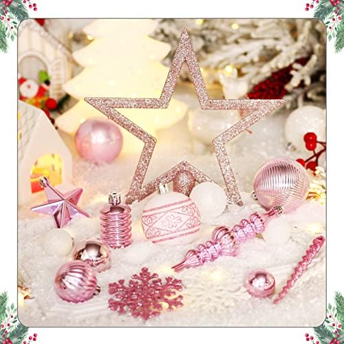 Ornamentos de árvore de Natal Conjunto, 78 Pacote de enfeites de Natal Decorações para a árvore de Natal Rosa Bola