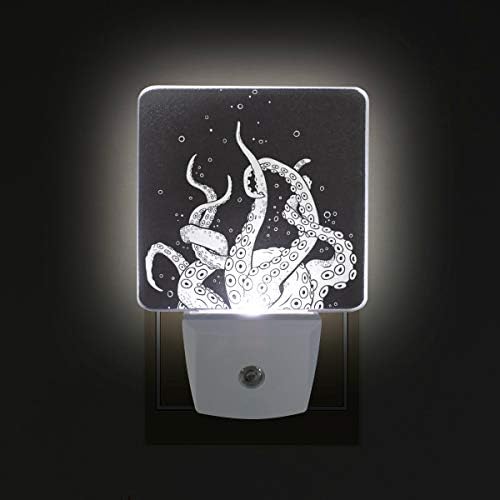 Alaza 2 pacote de luz LED Night Light, Tentáculos de polvo em preto sensor automático Led Dusk to Dawn Night Light Plug