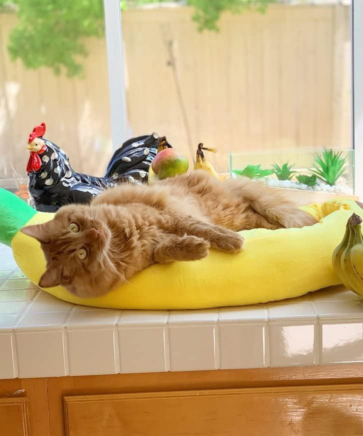 Cama de cão de cachorro silicuto cama de animal de estimação confortável e lavável em forma de banana e cor com almofada removível