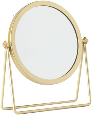 Schonee Geschaft Black Combattop espelho de maquiagem de uma face, espelho de mesa de metal de 360 ​​graus de metal, espelho de mesa de mesa giratória redonda, 7,1 x 2 x 8,5 polegadas