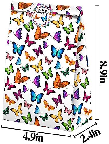 Bolsa de guloseima de borboleta-24 PCs Butterfly Party Favors Sacos de doces com adesivos, Borbolefly Goody Gift Treat Bags
