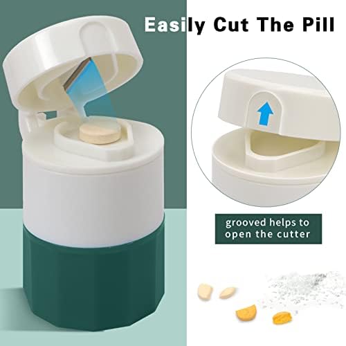 FYY 2 PCS Cutter Pill, moedor de divisor de triturador de comprimidos, [3 em 1] divisor de comprimidos multifuncional para bolso de bolsa para esmagar pílulas, vitaminas, comprimidos, suplementos verdes-verdes