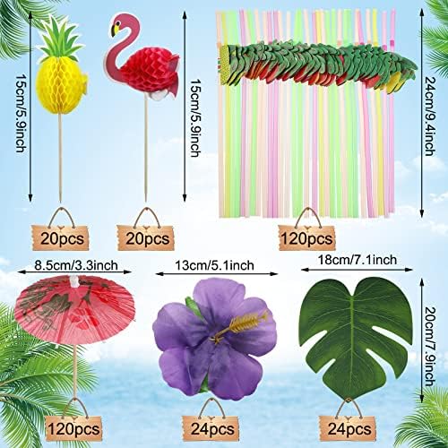 4 sets Hawaiian Luau Party Decorações de festa tropical Luau Grass Table Salia com folhas de palmeira Luau Flores de papel Garlandes havaianos Guirlandas multicoloridas para materiais de aniversário da praia