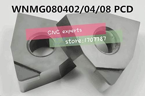 FINCOS 2PCS WNMG080402/WNMG080404/WNMG080408 PCD Inserções, CNC PCD Diamond Insert para inserções de ferramentas