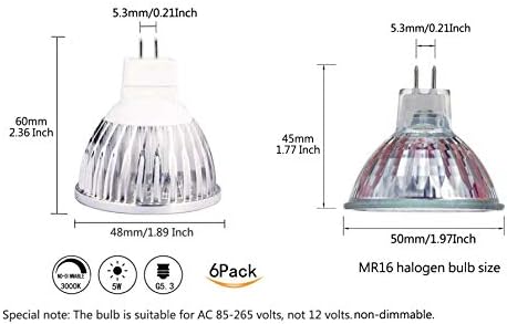 CTKCOM 5 watt MR16 LED BULBS 85 ~ 265V, G5.3 LED SPOT INDIMENTO AS BULBOS DE HALOGEN de 50W 3000K Warm White 400lm Spotlight