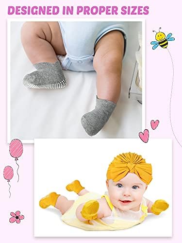 Leumoi 18 peças recém-nascidas bebê sem luvas de arranhões e meias conjunta luvas para bebê chapéus de nó de turbante bebê não deslizamento meias de tornozelo para meninas, multicoloria, médio