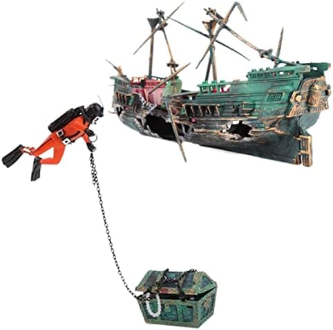 Decorações de tanques de peixe Ornamentos de aquário Acessórios para tanques de peixes Aquário pirata navios de peixe quebrado