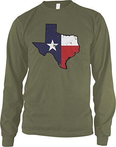 Bandeira em forma de estado do Texas, em forma de Texas, camisa de manga comprida em forma de Texas, em forma de Texas
