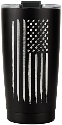 American Flag 20 Oz Caneca de viagem isolada | Caneca de café de aço inoxidável dos EUA | Tumbler para bebidas quentes e frias | Presentes patrióticos para mulheres e homens