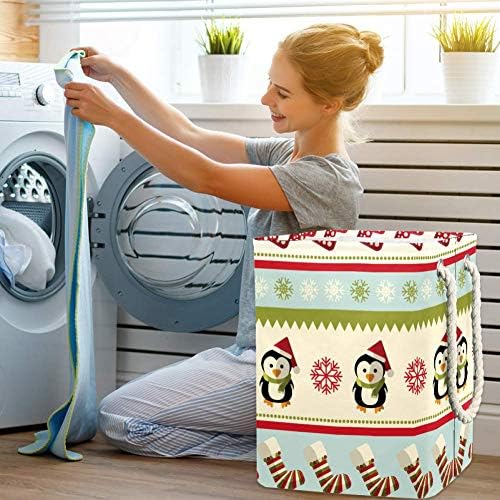 Onicey Christmas Penguin Pattern Laundry Horty Testible Basking para Bin Storage Bin Baby Hort