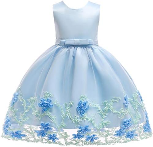 Kilo e medidores Bordado 3D Vestido de menina de flor de tule Tulle Festa formal Baby Dress 3m-9t