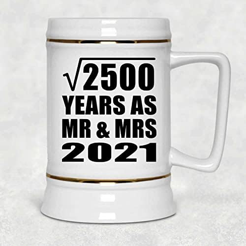 Projeto Raiz quadrada do 50º aniversário de 2500 anos como Sr. e Sra. 2021, caneca de 22oz de cerveja de cerveja de
