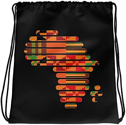 Bolsa de cordão de Kente - Bolsa de mapa da África, Bolsa Africana de Impressão de Padrão Kente