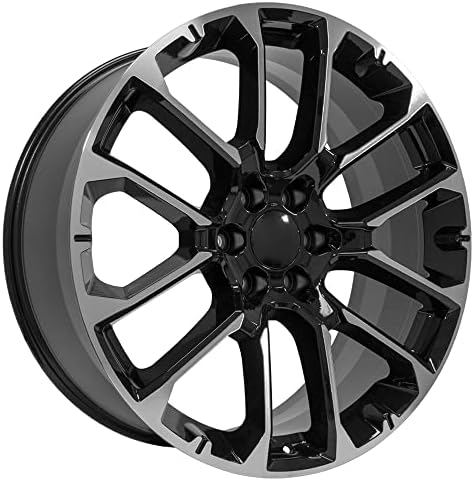 OE Wheels LLC As jantes de 24 polegadas se encaixam no Silverado Tahoe Sierra Yukon Escalade CV67 Minined Black 24x10 Birs