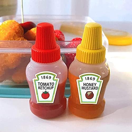 Aeiofu 25ml Mini garrafas de ketchup de tomate, recipiente de salada portátil de molho, recipientes de despensa para caixa de bento, 2pcs