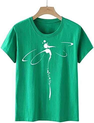 Camisas folgadas para mulheres, garotas adolescentes de dragonfly Prindullover de manga curta Tops Crewneck Boho Tees