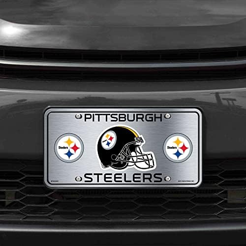 Rico Industries NFL Pittsburgh Steelers Silver Metal Auto Tag 8.5 x 11 - Ótimo para caminhão/carro/SUV
