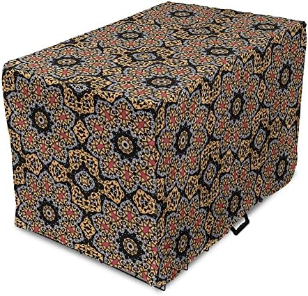 Capa de caixa de cachorro de Mandala Orange de Ambesonne, Ornamento de Flor de Flor de Mosaico Oriental Oriental e