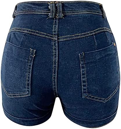 Shorts de cintura alta com spandex embaixo de curta-se bidirecional short shorts shorts shorts femininos com bolsos azuis escuros
