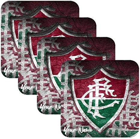 Azty Designs Conjunto de 4 montanha -russa personalizada de madeira Liga Brasil Futbol Soccer