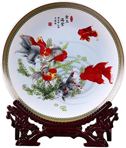 TJLSS Jingdezhen Cerâmica Goldfish pendurada Placa de prato de prato de prato de porcelana MEtopa de placa decorativa