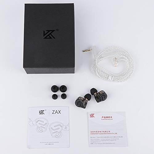 Linsoul KZ ZAX 1DD+7BA híbrido híbrido HiFi In-ear fones de ouvido com liga de liga de zin, destacável 2 pinos 0,75 mm OFC