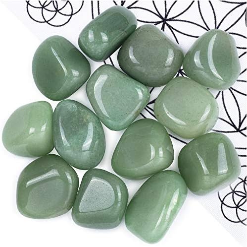 Ufeel 1/2 lb Aventurina verde natural caiu pedras polidas, cristais de cura com infusão de energia para iniciantes, wicca, reiki, chakra e cura de cristal de energia